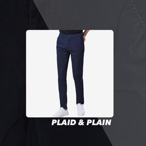 EUC Plaid & Plain Blue Skinny Fit Pants